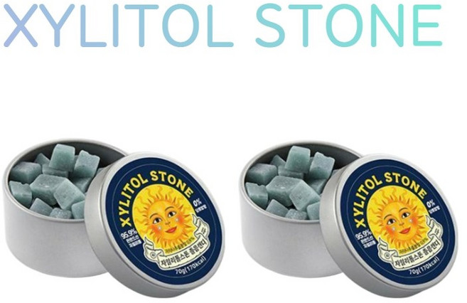 [자일리톨스톤] 자일리톨 무설탕 박하향캔디 졸음캔디, 2개, 70g