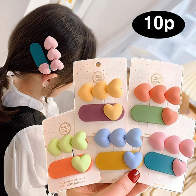 은꽃밴드 유아 하트 매트 머리핀 헤어핀 선물 세트