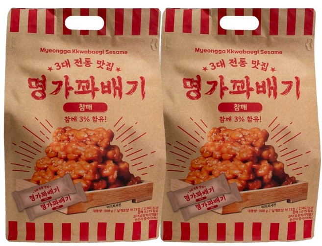명가꽈배기 참깨 오리지널, 500g, 2개