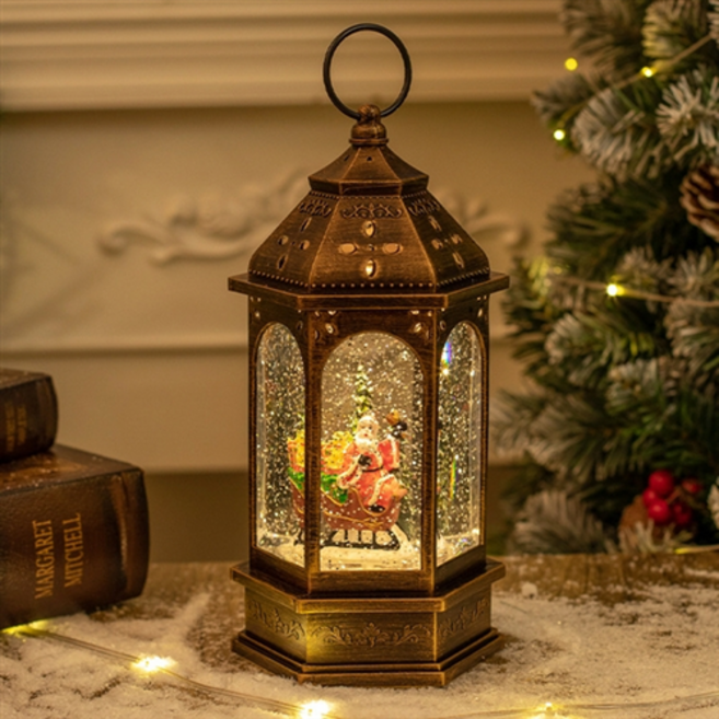 FOOI 다이아몬드형 멜로디 조명 크리스마스 오르골, 1.썰매 산타