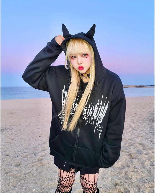 [Unisex!] 사탄 악마 뿔&꼬리 후드집업