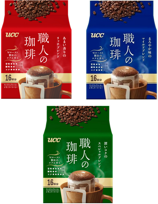세트 UCC 장인의 커피 드립커피 일본 16개입 X 3종, 1세트