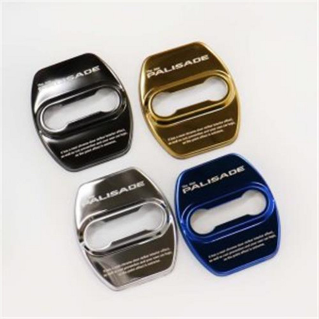 [비브랜드] 미드미 크롬 도어스트라이커 커버 몰딩 가드 도어락 튜닝 악세사리 용품 팰리세이드 호환, 골드