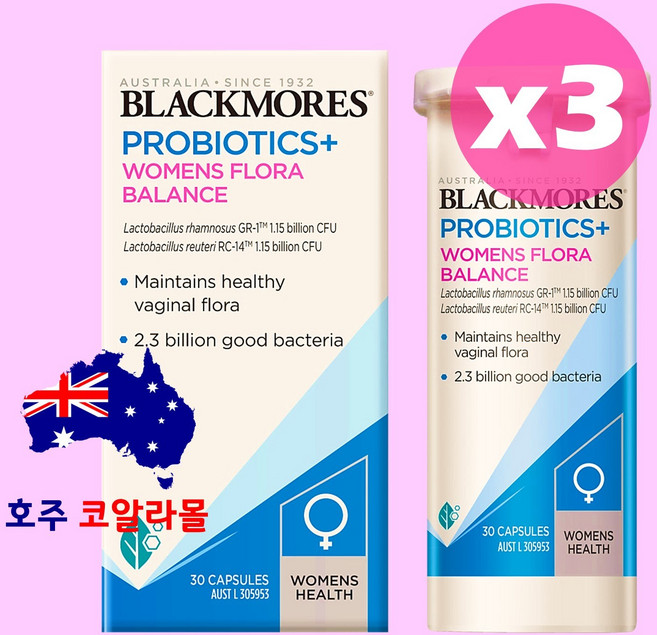 호주코알라몰 블랙모어스 여성유산균 프로바이오틱 우먼스 플로라 발란스 30캡슐 3개, 30캡슐 총3개, 30정