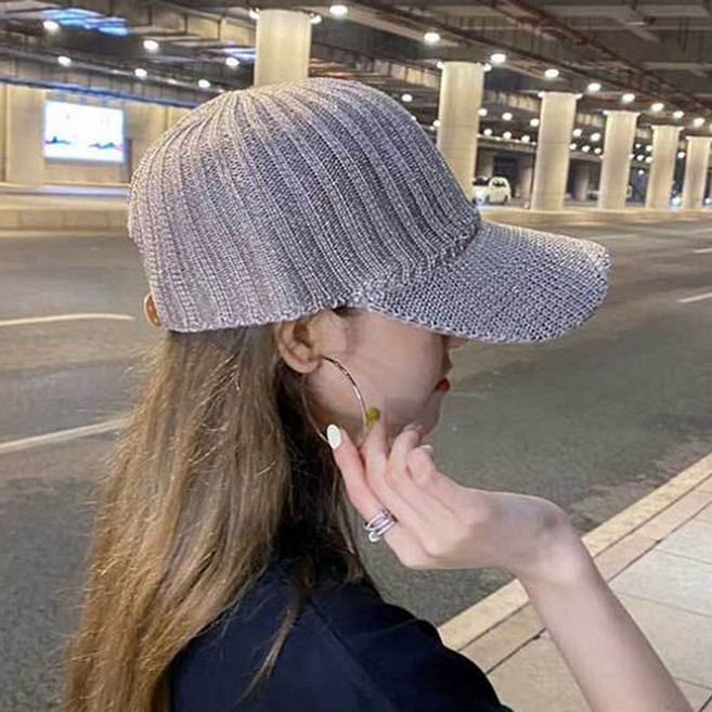 펄 니트 캡모자 여름 여성 캐주얼 야구 쿨 반짝이 볼캡