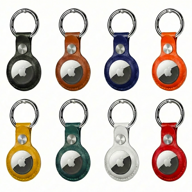 에어태그 케이스 홀더 가죽 키링 2세대 호환, 1개, 화이트