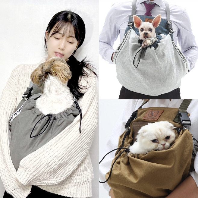 [특허인증] 반려동물과의 정서교감 스킨쉽백 강아지앞치마 분리불안 스트레스 첫입양 장거리 이동필수품 국내산 수제슬링백, 초코카라멜, 1개