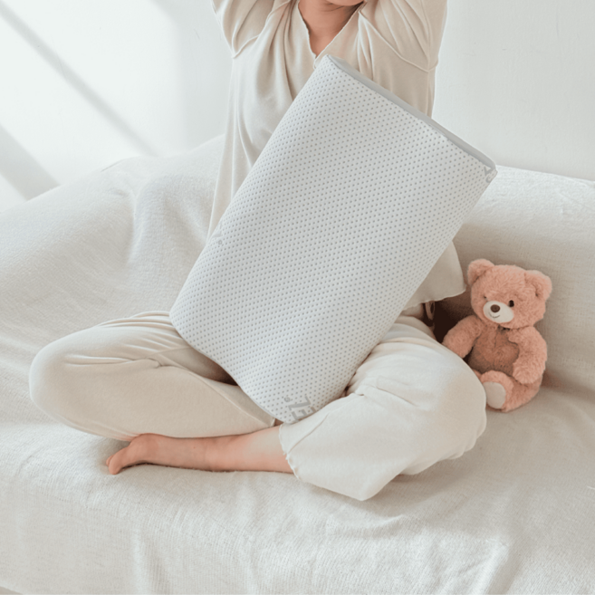 천연 라텍스 경추 베개 C커브 거북목 예방, 화이트 그레이, 1개