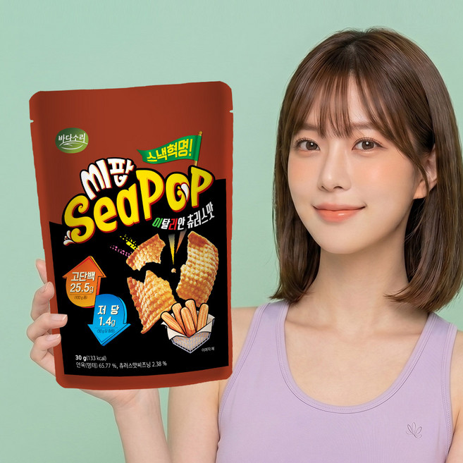 고단백(8.1g) 저당 명태스낵 씨팝 이탈리안츄러스맛, 7개, 30g