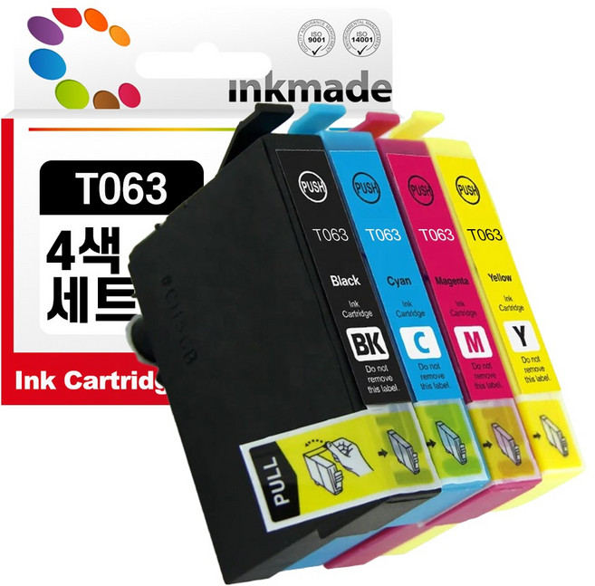 엡손 T063 호환잉크 4색세트 Stylus C67 CX4700 CX3700 CX4100 T0631 T0632 T0633 T0634, 1개
