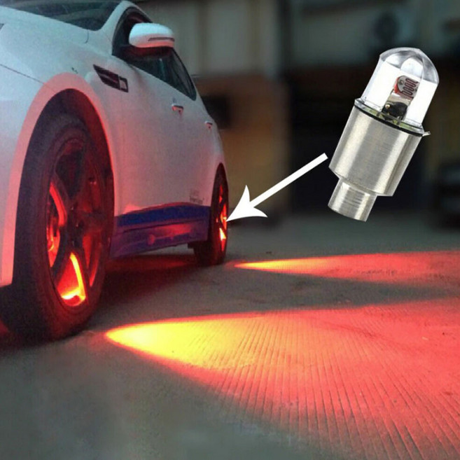 밸브캡라이트 방수 자동차 휠 타이어 램프 빛 LED, 1개, 레드 GD02300