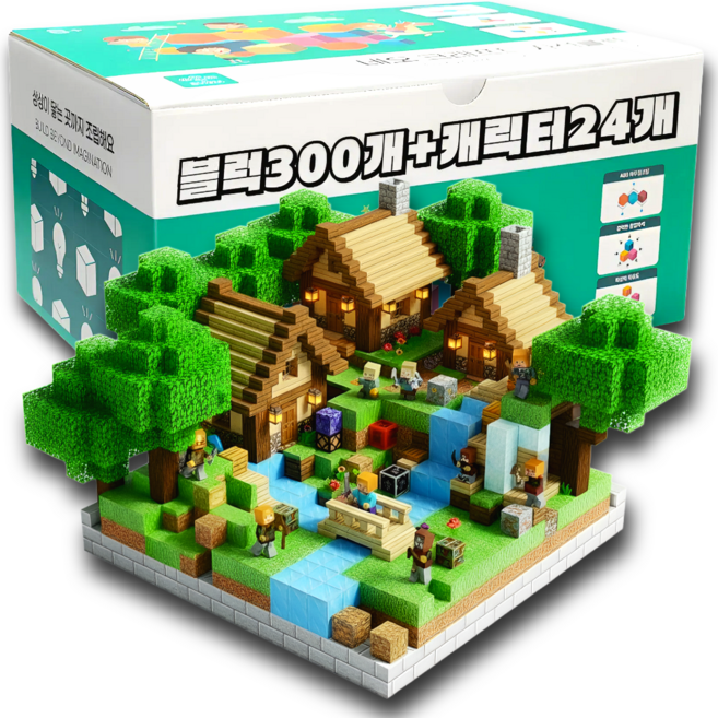 네오 크래프트 랜덤 자석블럭 캐릭터 세트 장난감, (오늘출발) 자석블럭 300개 + 캐릭터 24개, 1개