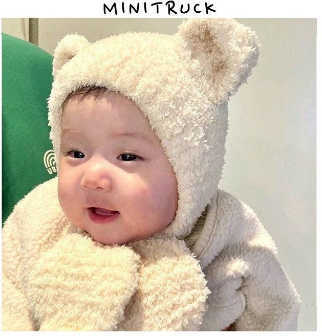 미니트럭 아기 베어 귀돌이모자 2컬러 / 신생아 곰돌이 모자 방한모자 목도리 넥워머 귀마개