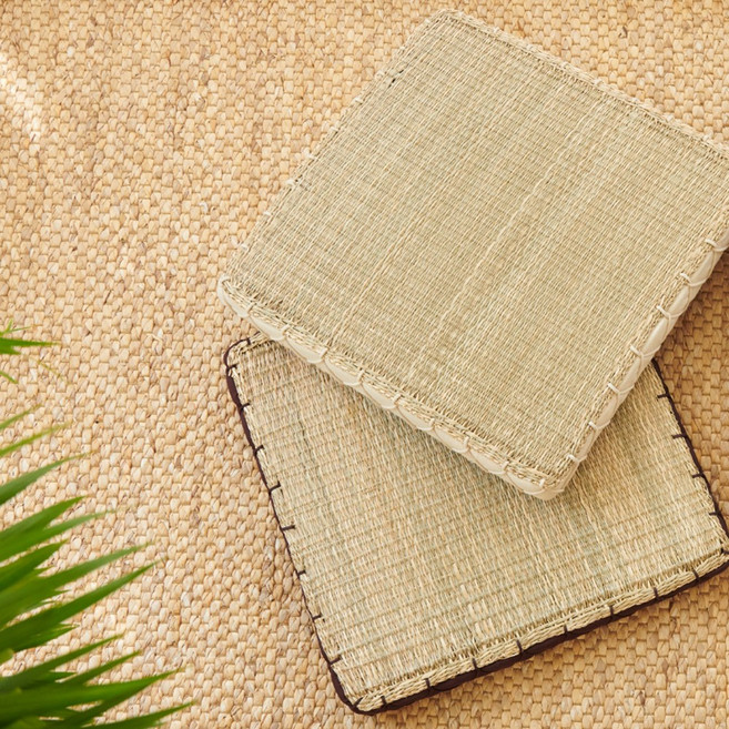 꾸미까 1+1 사각 라탄 방석 시팅매트 왕골방석(2color)