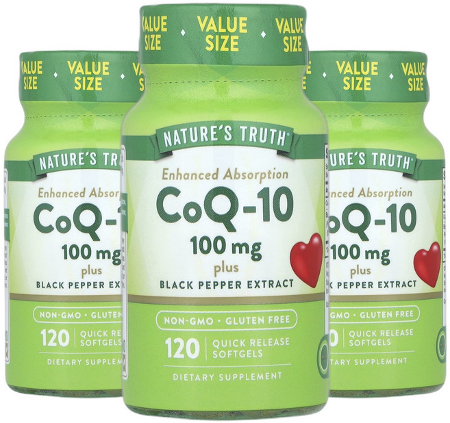 네이처스트루스 코큐텐 CoQ10 코엔자임 플러스 흑후추 100mg 소프트젤 120정 2+1, 3개