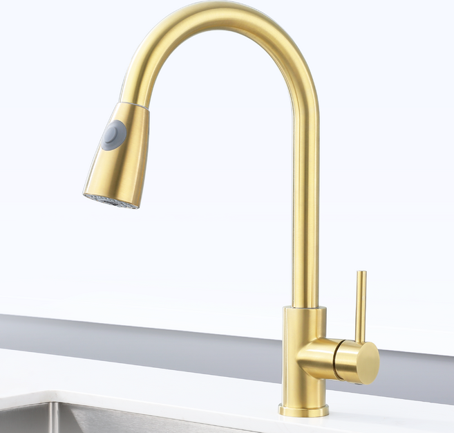 준앤코 리비앙-G1 골드 싱크대 수전 무광 금색 주방 수도꼭지 씽크대, 1개