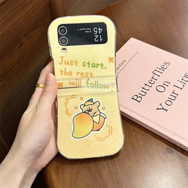 얌코 휴대폰 케이스 갤럭시 z플립3 z플립4 z플립5 z플립6 힌지보호 실리콘 러블리 리치 망고