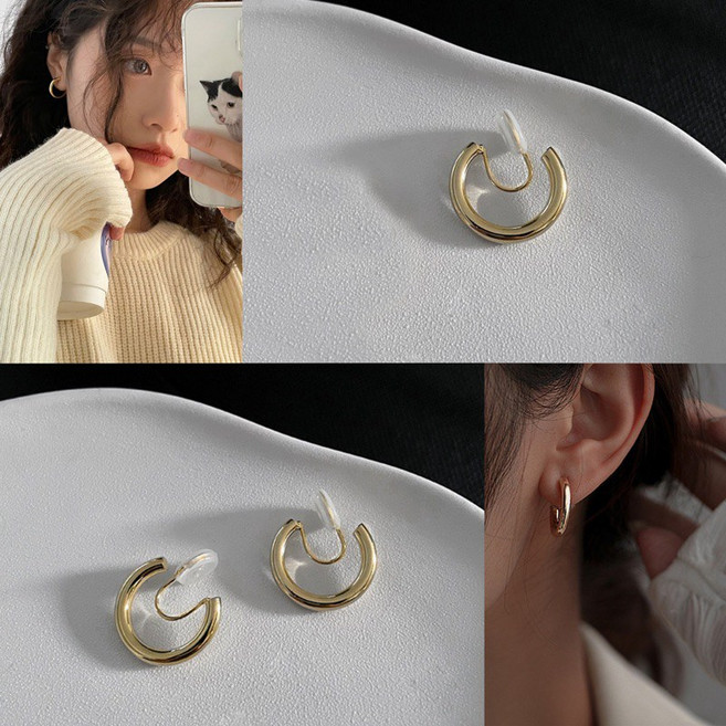 LLHH C型耳夾 耳環 金色 銀色 中性男女飾品