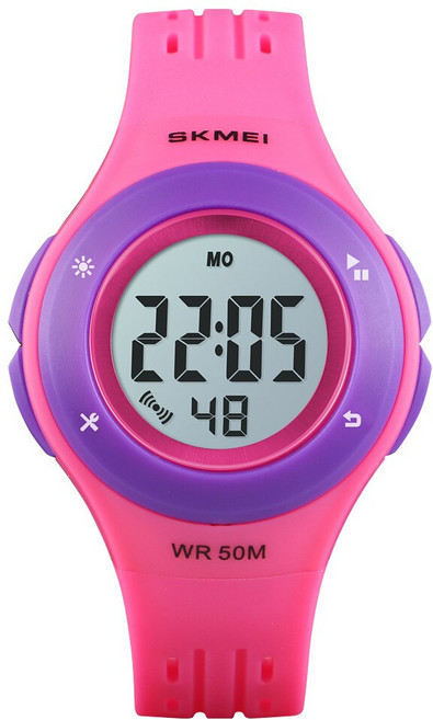 SKM 컬러LED 여성여자남성 학생 50M방수 소형 알람우레탄 젤리전자손목시계