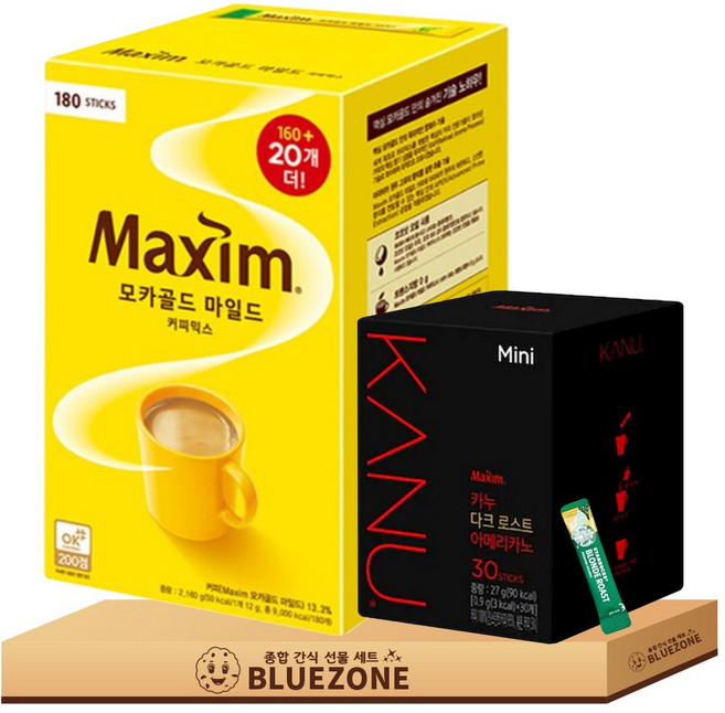 맥심 모카골드마일드180T 카누 미니다크로스트아메리카노30T 스타벅스1T, 900mg