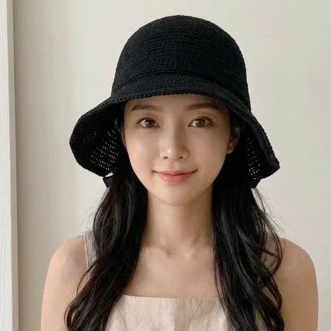 코일리룸 여성 여름 끈 버킷햇 밀짚 모자