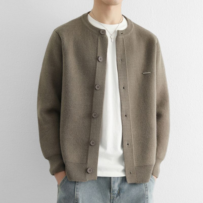 캐주얼 남성복 가디건 빅사이즈 심플 솔리드 니트 가디건 재킷 봄 가을 남자 긴팔 스웨터 아우터 QXX