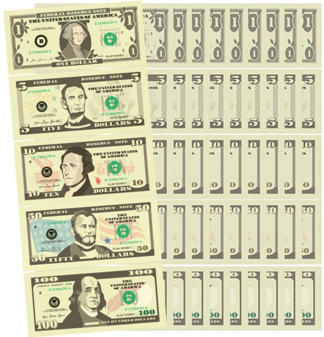 어린이 은행 놀이 화폐 125장 (보관함포함) 천원 오천원 만원 오만원 달러 유로 위안 엔 코팅 지폐 방수 반영구 경제 가짜돈 장난감 가게놀이 돈 보드게임, 달러50장세트, 1개