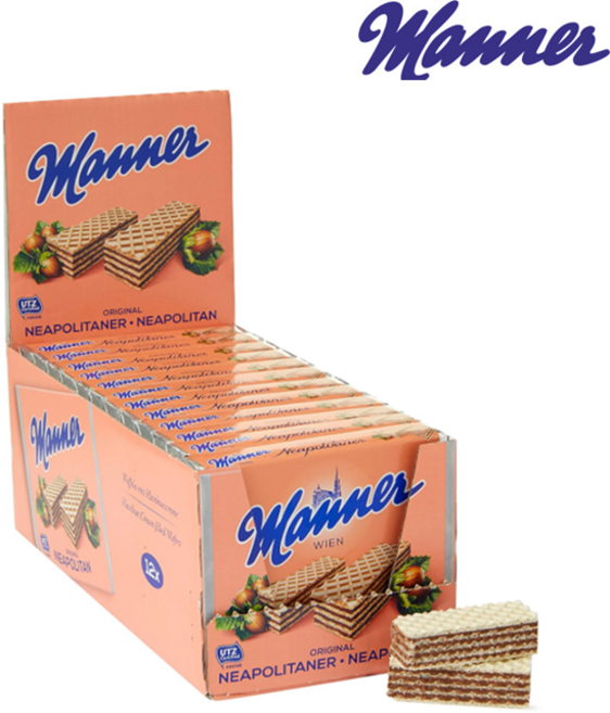 [Manner] 오스트리아 비엔나 마너 웨하스 Manner 오리지널 헤이즐넛 75g 12팩 Manner Original Wafers, 12개