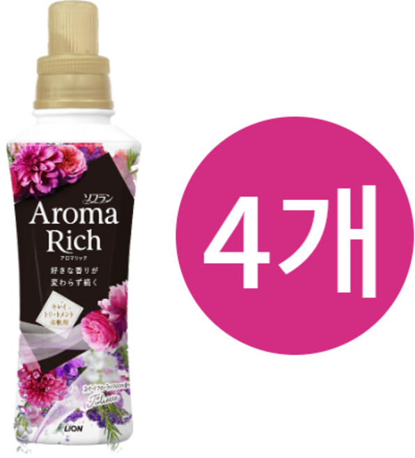 라이온 소프란 아로마 리치 줄리엣 스위트 플로랄 아로마 향기 본체 480ml [유연제], 4개