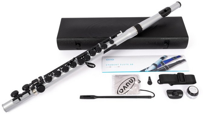 NUVO Student Flute 2.0 SilverBlack N235SFSB [] 누보 플라스틱제 관악기 플루트 C조, 1개