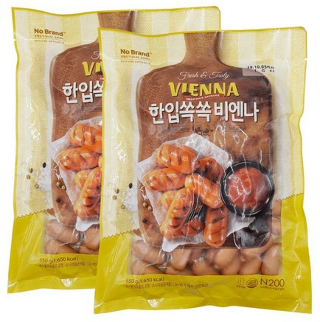 노브랜드 한입 쏙쏙 비엔나 550g, 종이박스포장, 2개
