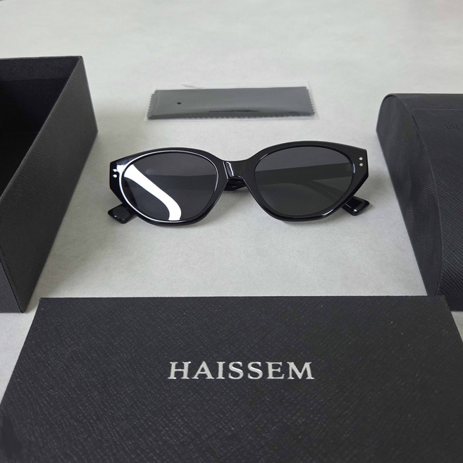 HAISSEM 브랜드 남녀공용 캣아이 선글라스 편광+UV차단 고급케이스 클리너 포함