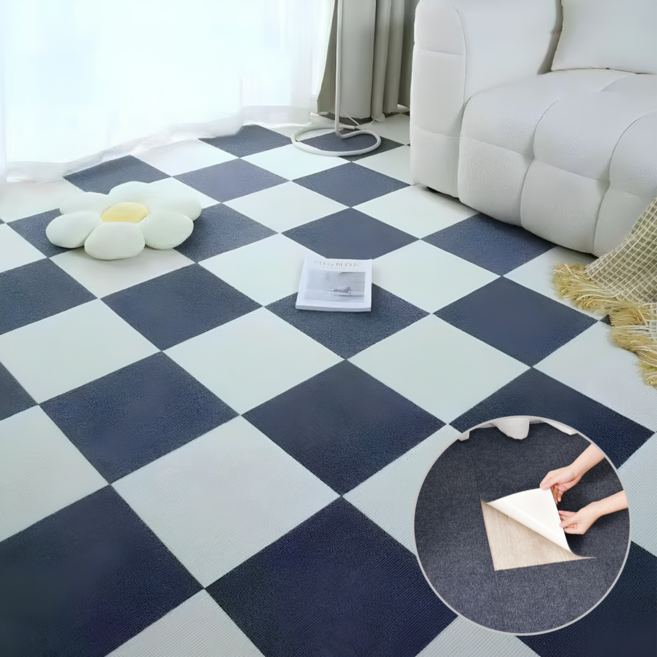 홈앤힐링 자국없는 흡착식 카페트 타일 고급형 조각카페트 12개입