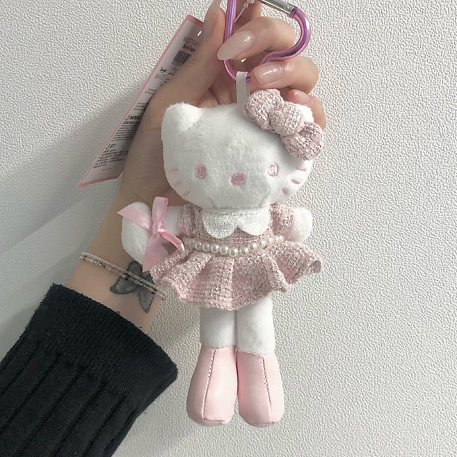 정품 롱다리 키티 키링 핑크 가방꾸미기 백참