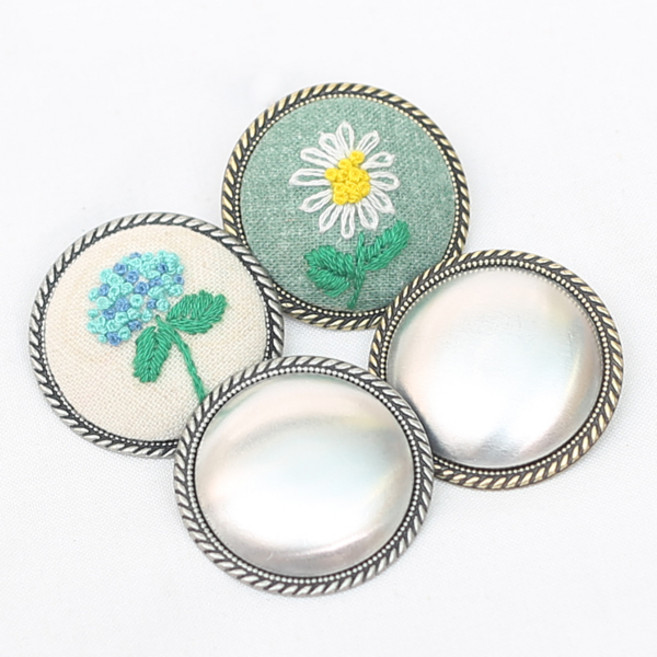 자수용 원형 도트 브로치 10개, 실버