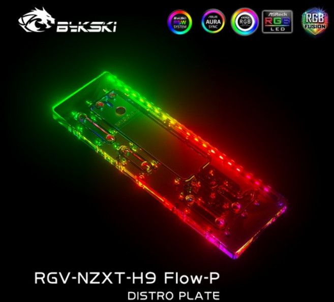 Bykski RGV-NZXT-H9 FIow-P 아크릴 디스트로 플레이트 리저버 H9 컴퓨터 케이스 워터 쿨러/콤보/디디씨 펌, 01 no pump, 02 With Pump