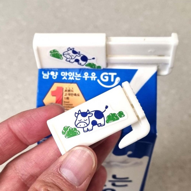 우유 밀봉 클립 우유팩 밀폐 홀더 마개 집게 2P, 1개, 상세페이지 참조