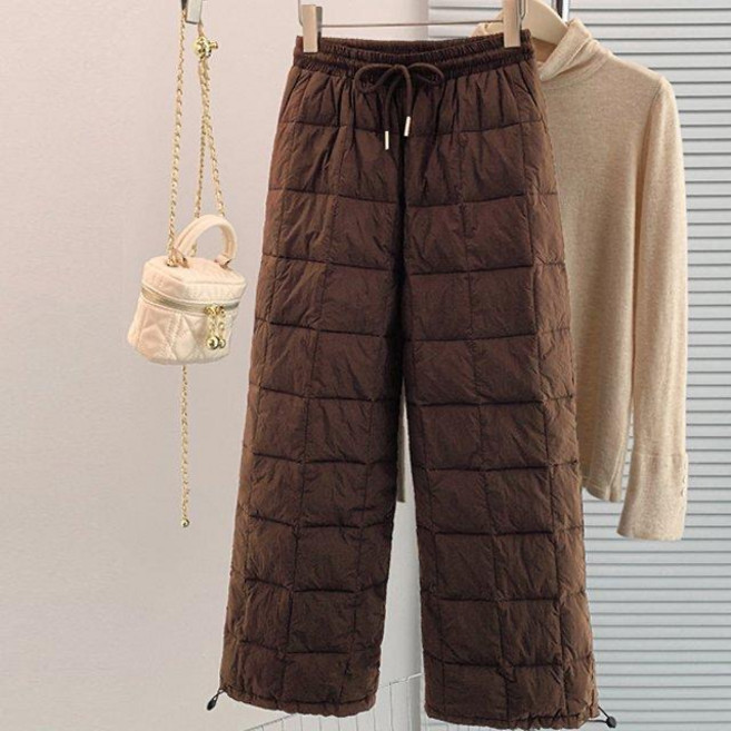 쩐쿠 여성 캐주얼 밴딩 패딩 와이드 팬츠 K0304