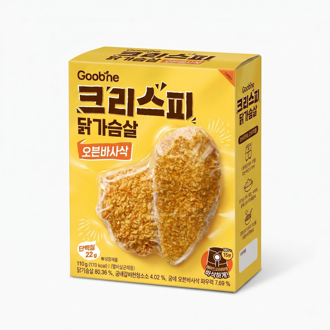 [굽네] 크리스피 닭가슴살 110g 3종 20팩 /고추바사삭 오븐바사삭 갈비바사삭, 1세트