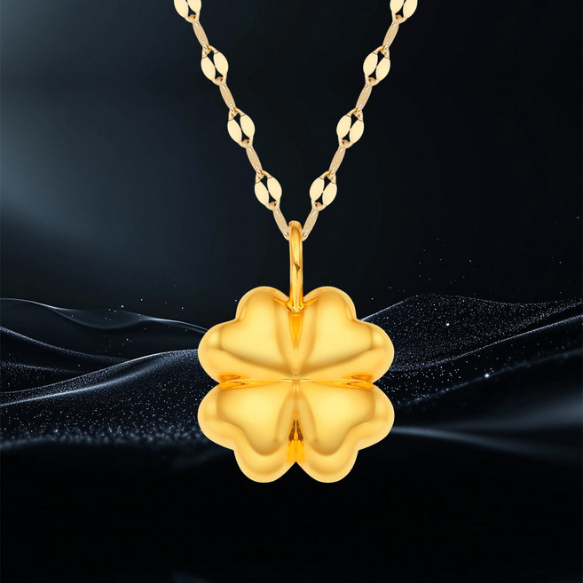 에바주얼리 행운의 선물 여성 금 목걸이 선물 통통클로버 24k 순금 펜던트 14k 18k 목걸이