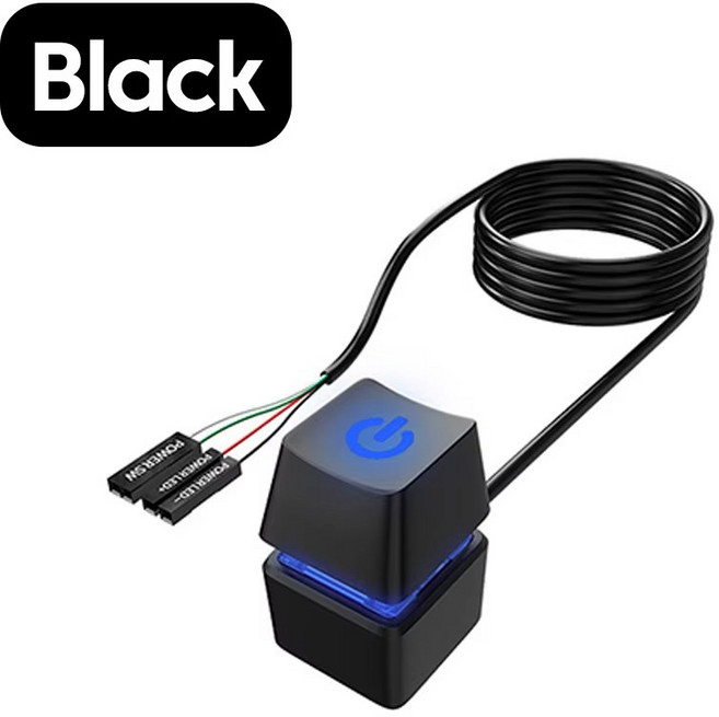NNBILI 컴퓨터 데스크탑 스위치 LED 조명 PC 마더보드 외부 시작 전원 켜기끄기 버튼 홈 오피스용 2m 연장 케이블, [01] 2미터, [01] Black