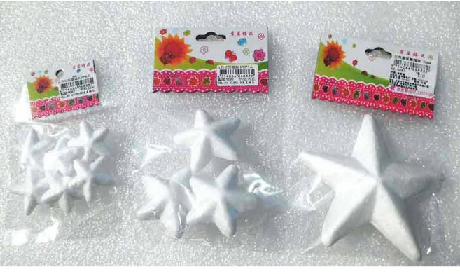枕頭山 愛心五角星手工藝保麗龍球填充物禮物包裝材料組，聖誕生日裝飾, 五角星 6入 規格:30m/m, 白, 3套