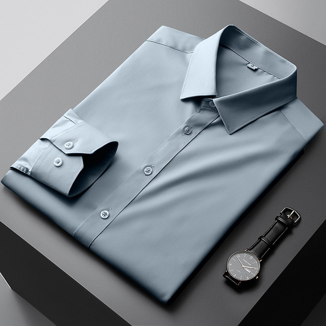 長袖襯衫男竹漿纖維免燙抗皺商務純色正裝上衣春季新款易打理襯衣