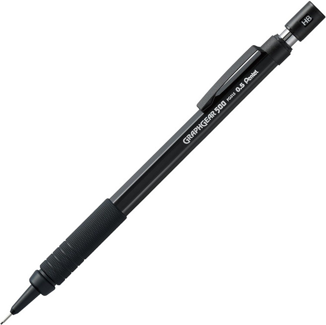 펜텔 그래프기어500 60주년 올블랙 한정판 메탈 샤프 0.5, 1개, 0.5mm
