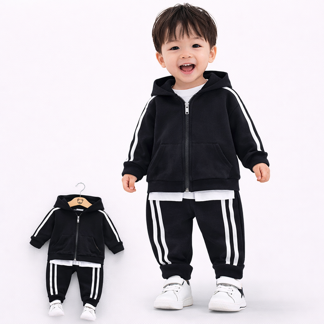 키즈 데일리 라인 후드 트레이닝 상하세트