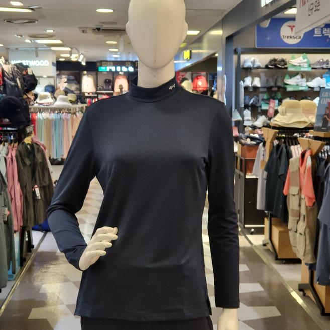 루이까스텔 가을 여성 골프 메탈릭 컬러 솔리드 터틀 티셔츠 7LDTS904 터키블루 루이 777