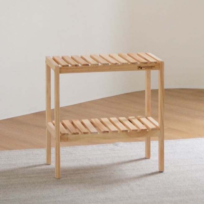 모노먼트 원목 벤치형 신발정리 스탠드선반 소, 2단