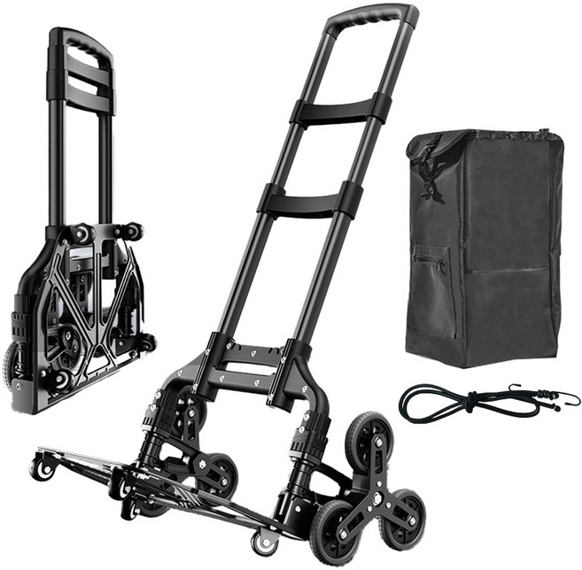 스토리원 U-SSAC105 접이식 폴딩 계단 리프트 핸드 카트, 블랙, 1개