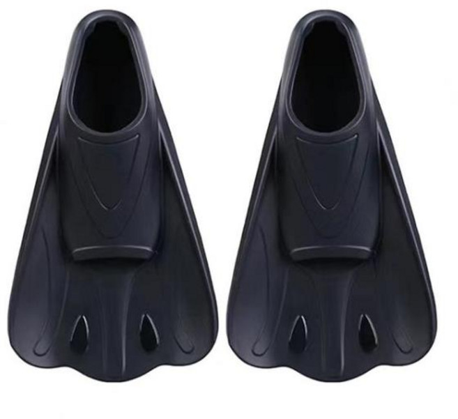 편안한 미끄럼 방지 수영 지느러미 전문 보조 훈련 실리콘 짧은 수영 훈련 오리발 수상 스포츠 1 쌍, [01] 2XS, 05 Black_01 2XS