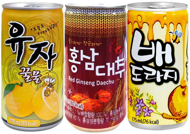 Yotta 유자꿀물 홍삼대추 배도라지 일화 30캔씩 미니캔음료 업소용음료수 차음료, 90개, 175ml